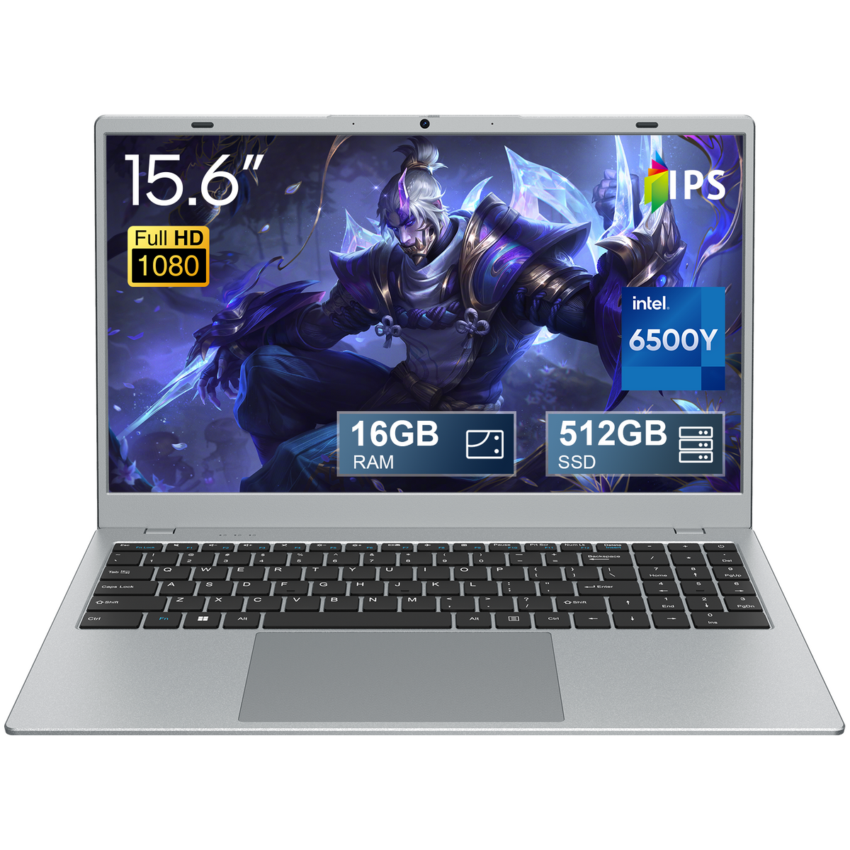 15.6" Laptop Computer Intel Pentium Gold 6500Y up to 3.4GHz 16GB RAM 512GB SSD Full HD Display Privacy Camera WiFi5 Portable Office Notebook for Work and Study