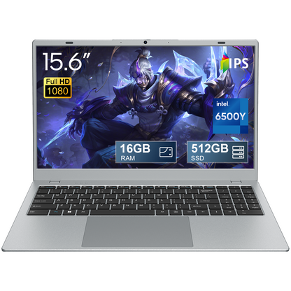 15.6" Laptop Computer Intel Pentium Gold 6500Y up to 3.4GHz 16GB RAM 512GB SSD Full HD Display Privacy Camera WiFi5 Portable Office Notebook for Work and Study