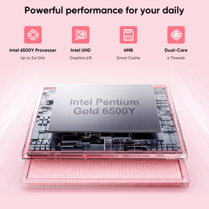 Pink Laptop Computer, Intel 6500Y up to 3.4GHz 8GB RAM 256GB SSD with Numeric Keypad WiFi 5 Bluetooth 5 Slim Notebook for Back to School Home Office