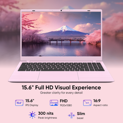 Pink Laptop Computer, Intel 6500Y up to 3.4GHz 8GB RAM 256GB SSD with Numeric Keypad WiFi 5 Bluetooth 5 Slim Notebook for Back to School Home Office