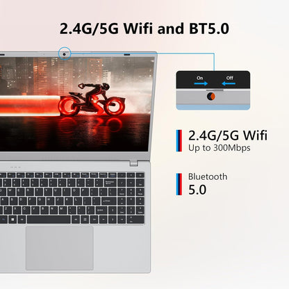 15.6" Laptop Computer Intel Pentium Gold 6500Y up to 3.4GHz 16GB RAM 512GB SSD Full HD Display Privacy Camera WiFi5 Portable Office Notebook for Work and Study