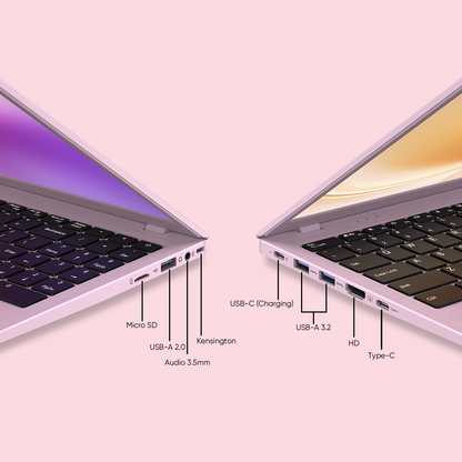 Pink Laptop Computer, Intel 6500Y up to 3.4GHz 8GB RAM 256GB SSD with Numeric Keypad WiFi 5 Bluetooth 5 Slim Notebook for Back to School Home Office
