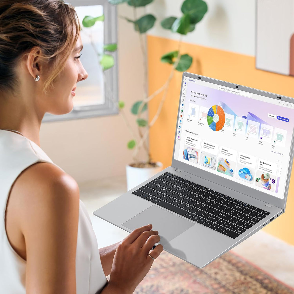 15.6" Laptop Computer Intel Pentium Gold 6500Y up to 3.4GHz 16GB RAM 512GB SSD Full HD Display Privacy Camera WiFi5 Portable Office Notebook for Work and Study