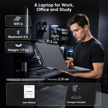 Laptop Computer 15.6" FHD 1080p Display, Intel Ultra 5 115U 8 Core 10 Thread Processor, 12GB RAM 512GB SSD, Backlit Keyboard WiFi 6, Gray Notebook for Business and Home Use