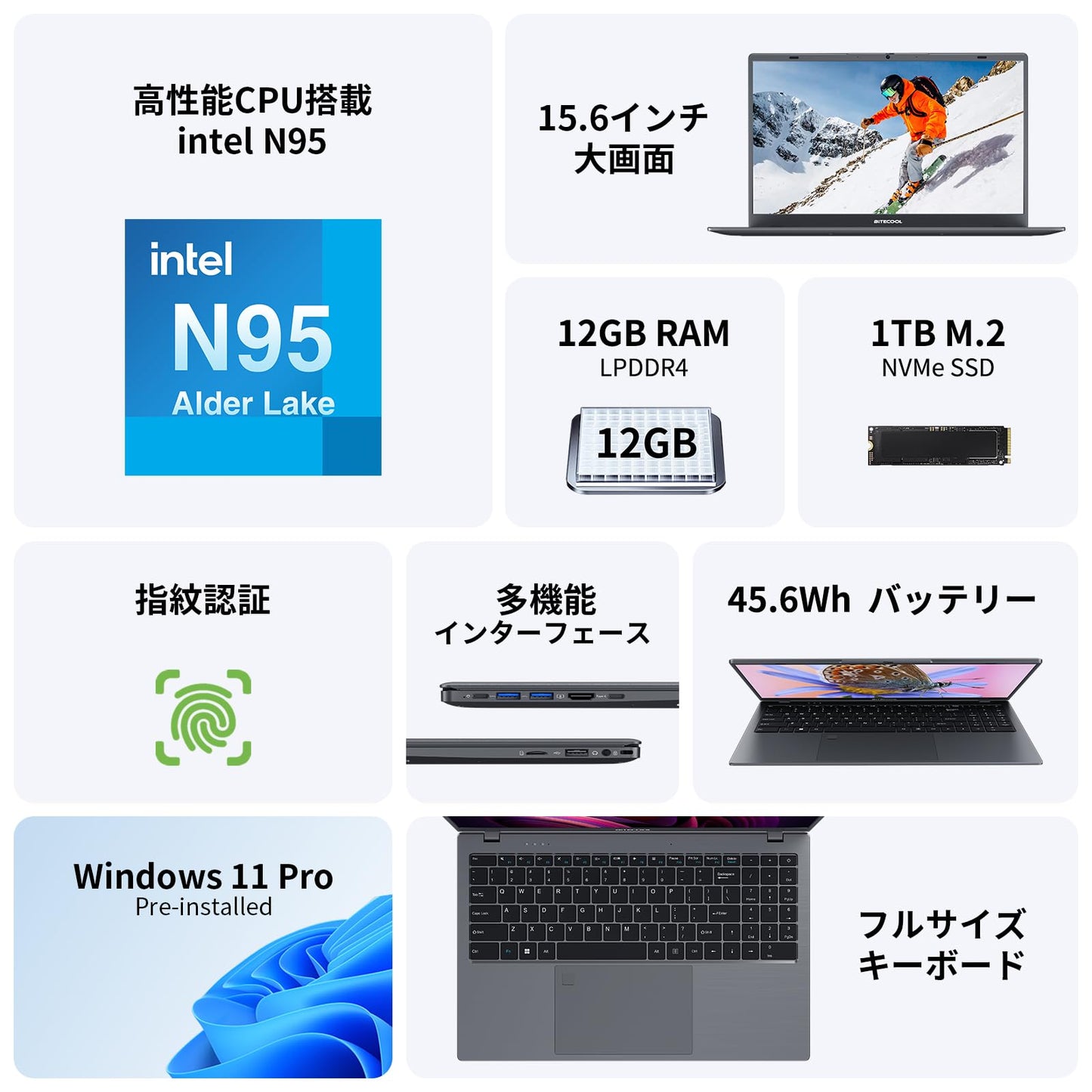BT-N95F12｜Intel N595｜LPDDR4 12GB+1TB SSD